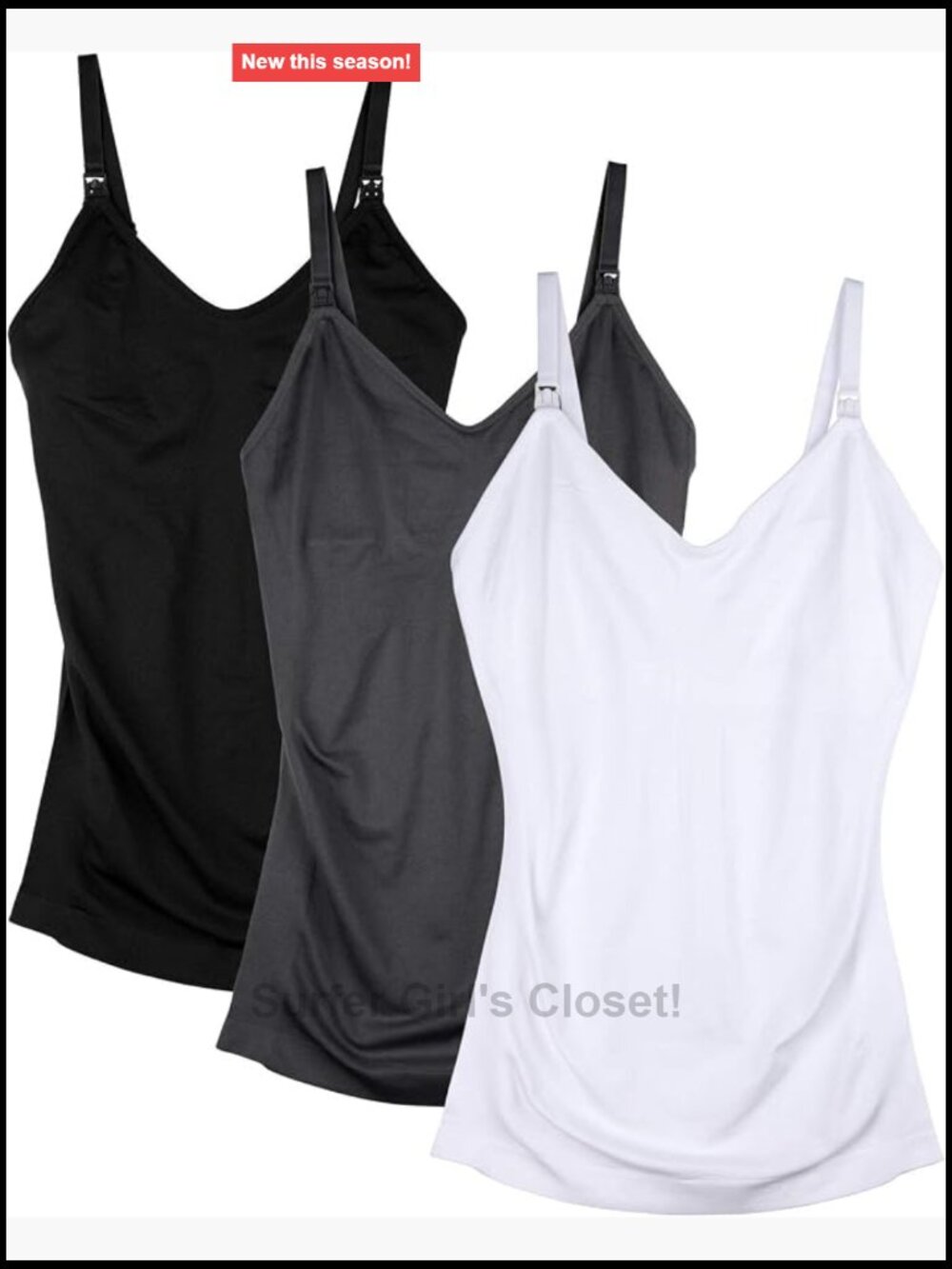 Seamless Maternity Nursing Tank Cami with Adjustable Straps Breastfeeding